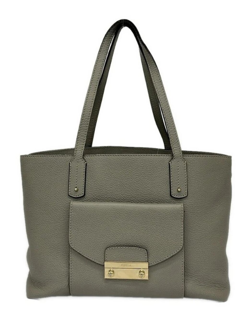 FURLA Julia - Gray Beige Leather Tote Bag